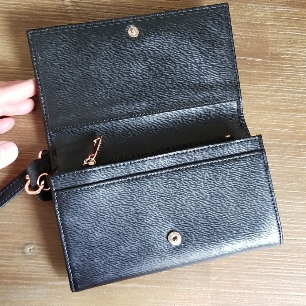 Ted Baker Black Leather Wristlet Wallet Clutch - Picture 6 of 9
